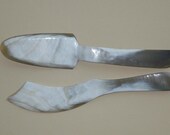 DeNatura.  Cow Horn. Set of Pie Server and Knife.  Wedding Set.