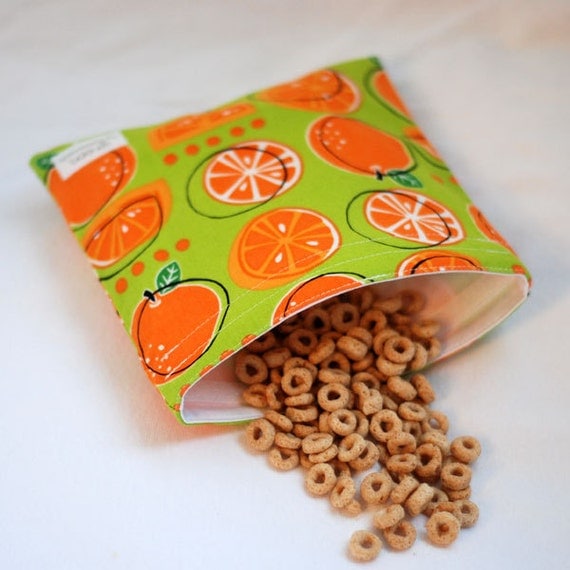 Mod Oranges - Medium Reusable Sandwich Bag from green by mamamade