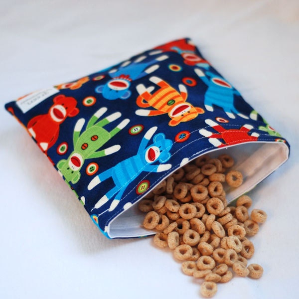 Electric Sock Monkeys - green by mamamade Eco-Friendly Reusable Sandwich Bag