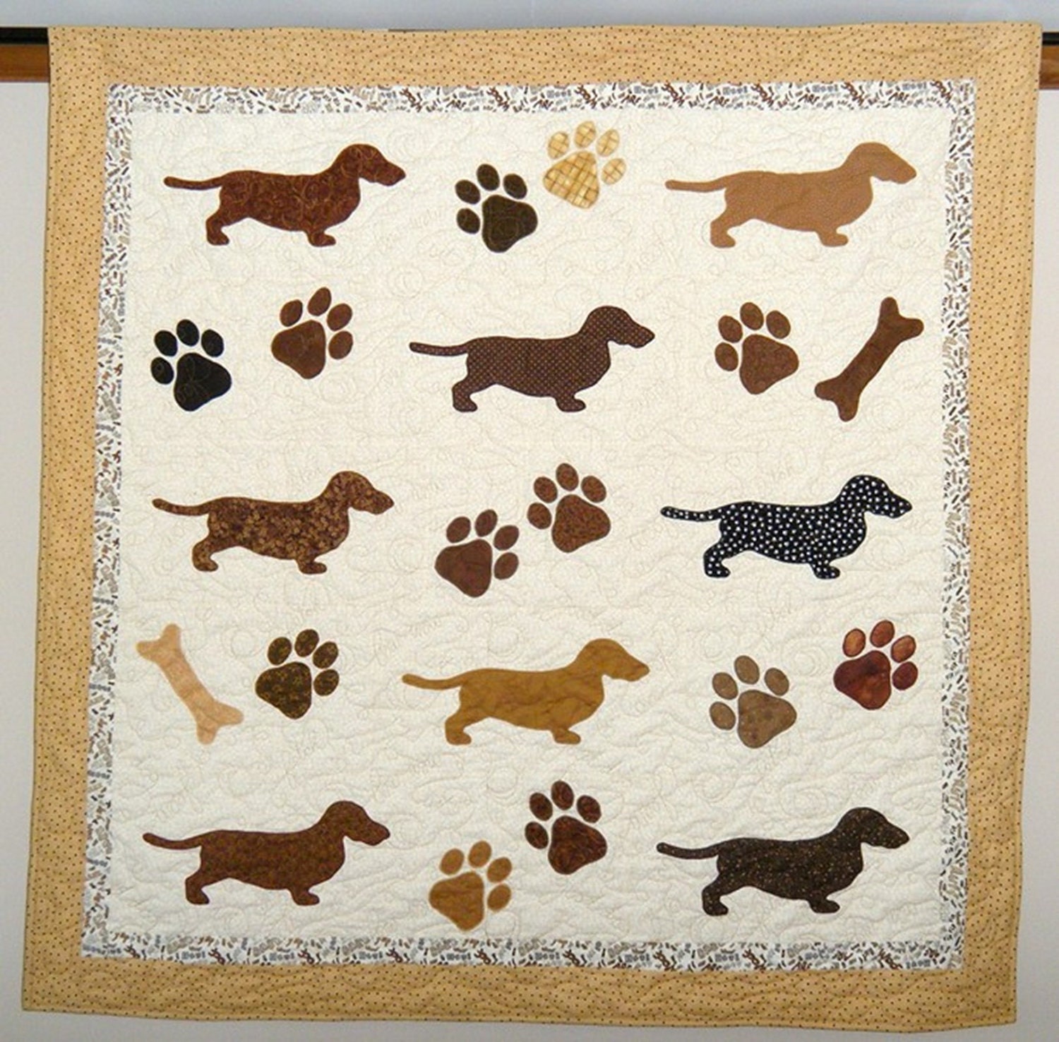 Dachshund Quilt Throw 58 X 58 Inches By Doodlebugquilts On Etsy