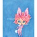 Bunny Baby Art Print from original watercolor and gouache painting by Sarah Moog aqua and pink