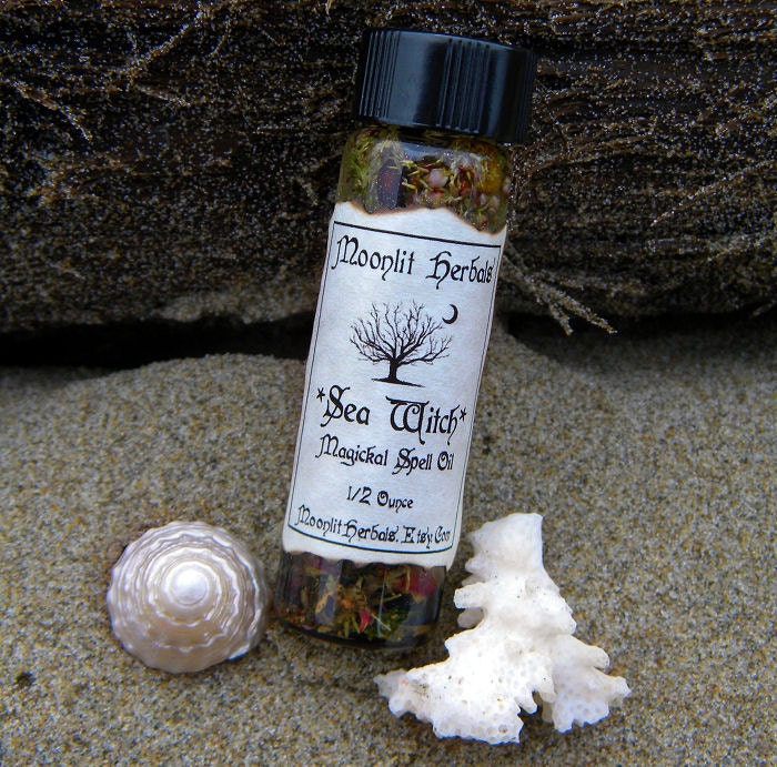 Sea Witch Magickal Spell Oil - Intuition, Divination, Scrying, Dreams, Purification, Water Magick, Working with Water Elementals