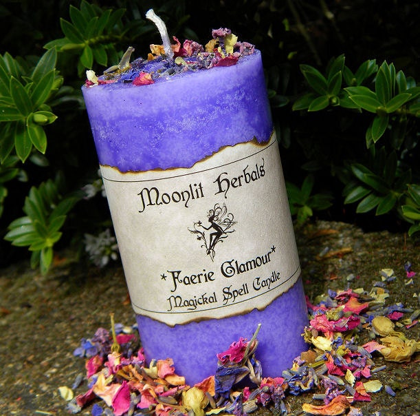 Faerie Glamour Magickal Spell Candle - Garden Blessing, Communing With Nature Spirits, Faerie Sight, Offering to the Fae and Glamoury Spells