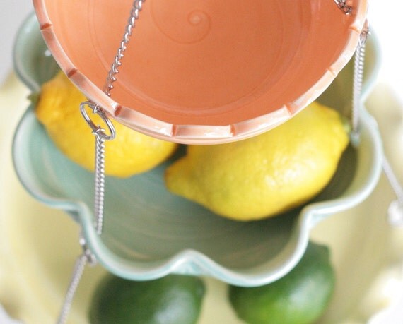 Hanging Kitchen Basket - Set of 3 with UnMatchy edges - MADE TO ORDER - Citrus Colors