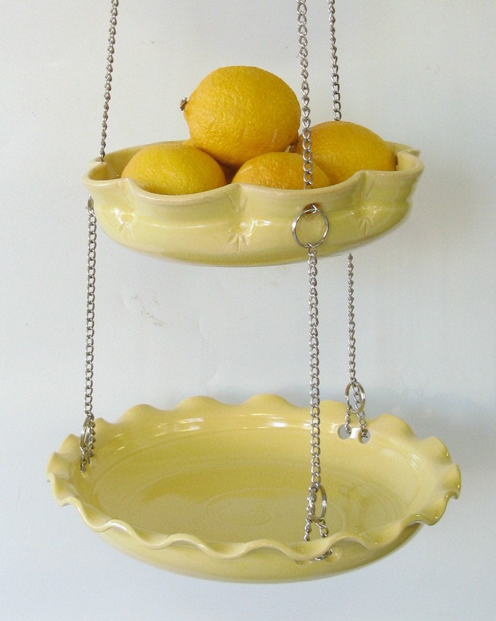 Set of 3 hanging bowls... in yellow with unmatchy edges.