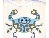Baby Crab Applique Bodysuit - Red or Blue - 3 to 6 Month, 6 to 12, 12 to 18, 18 to 24 Months Sizes - SHORT SLEEVES