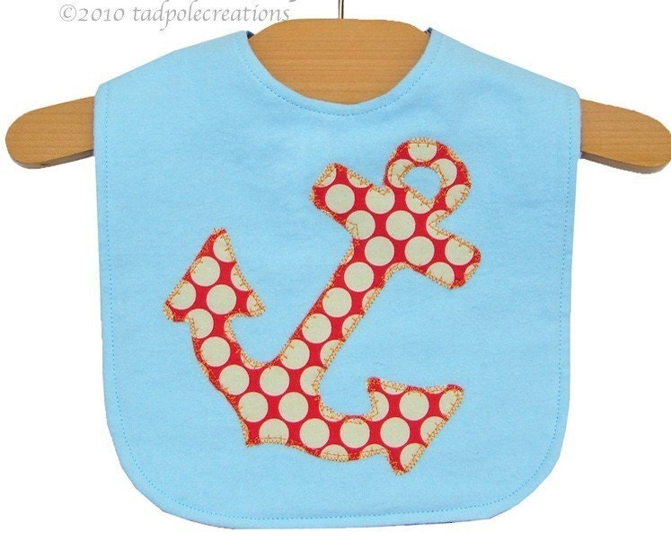 Anchor Baby Bib - Boy - Nautical - New Baby Gift