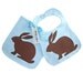 Modern Bunny Baby Boys 3 Piece Gift Set in Blue and Chocolate Brown - Blanket Bib Burp Cloth