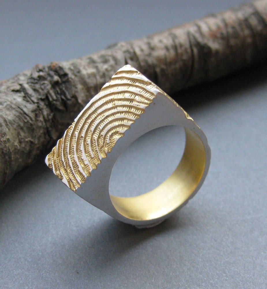 woodgrain ring golden PLANK gold plated sterling silver sz 6