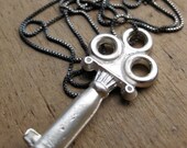 Large skeleton key necklace solid silver