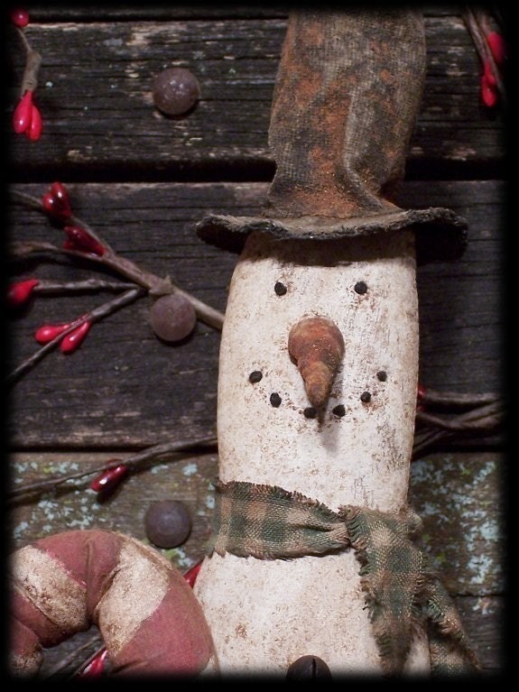 Primitive Christmas Skinny Skiing Snowman Doll E-PATTERN