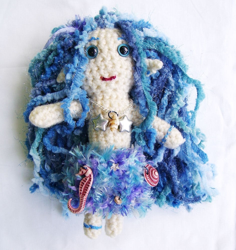 Crocheted fantasy mermaid art doll plushie - Meremenin