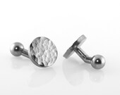 round-hammered stainless steel . cuff links