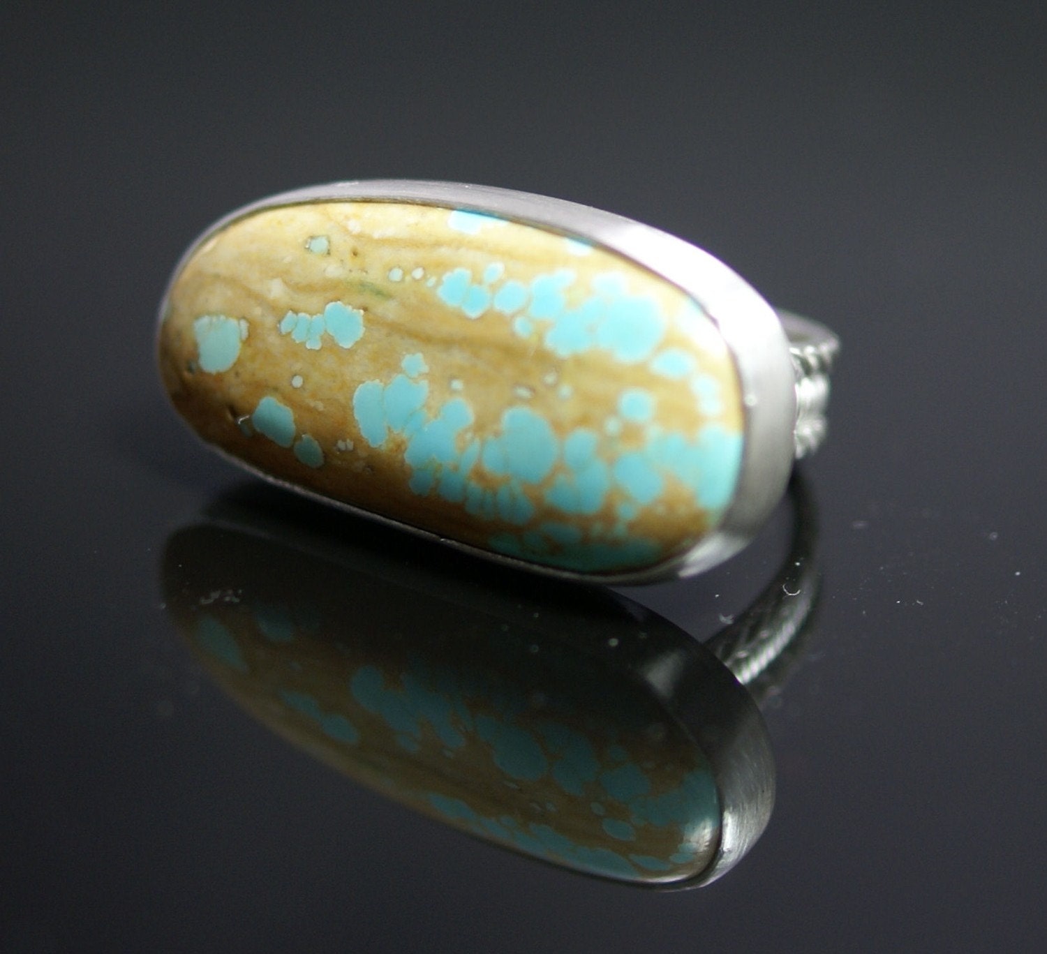 Blue Mine Turquoise ring made with Argentium silver and sterling silver