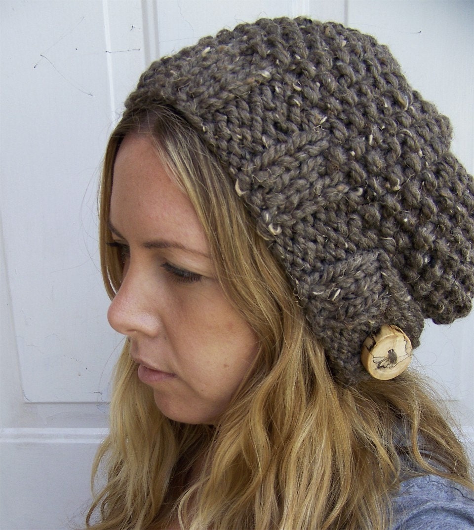 bibiana - a massive sized hand knit beret in barley