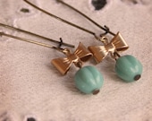 Tiny Bows and Teal Beads earrings