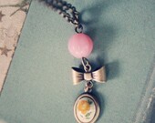 Precious Pink & Yellow Floral Bow Necklace