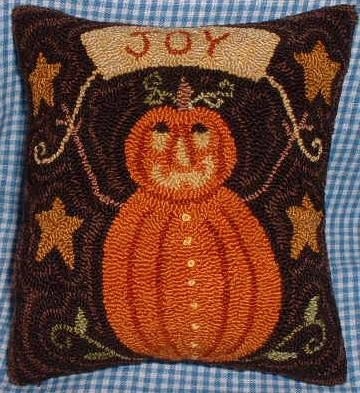 Primitive Needle Punch Pillow Fall Pumpkin and Joy Banner