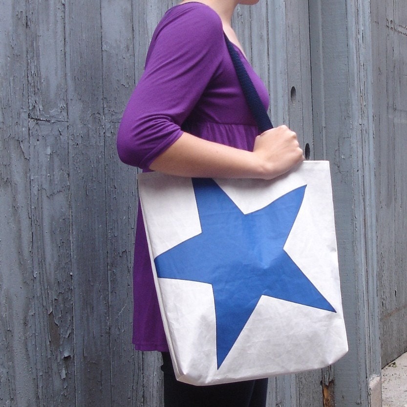 Recycled Sail Tote Bag - Blue Star