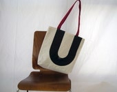 Recycled Sail Tote Bag - Black letter U