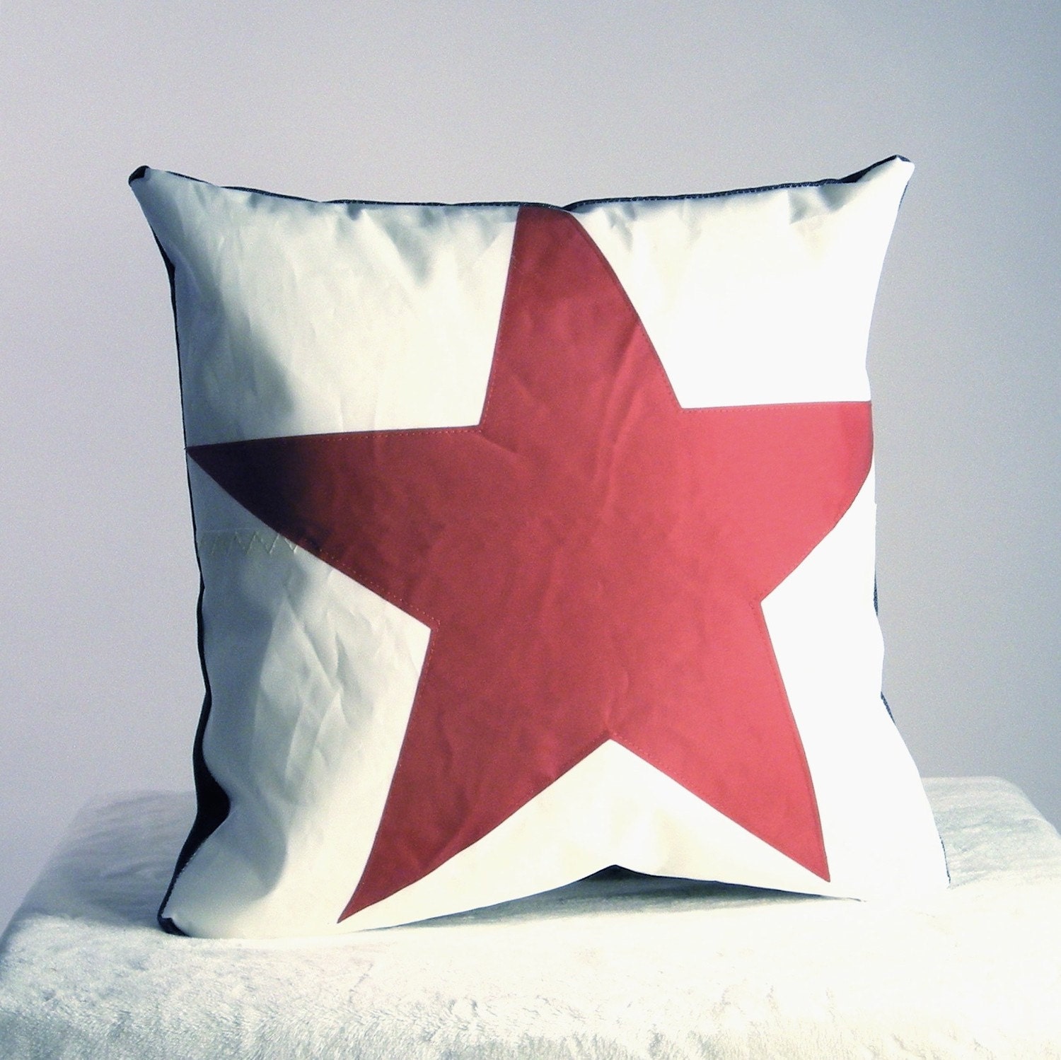 Recycled Sail Throw Pillows - Red Star