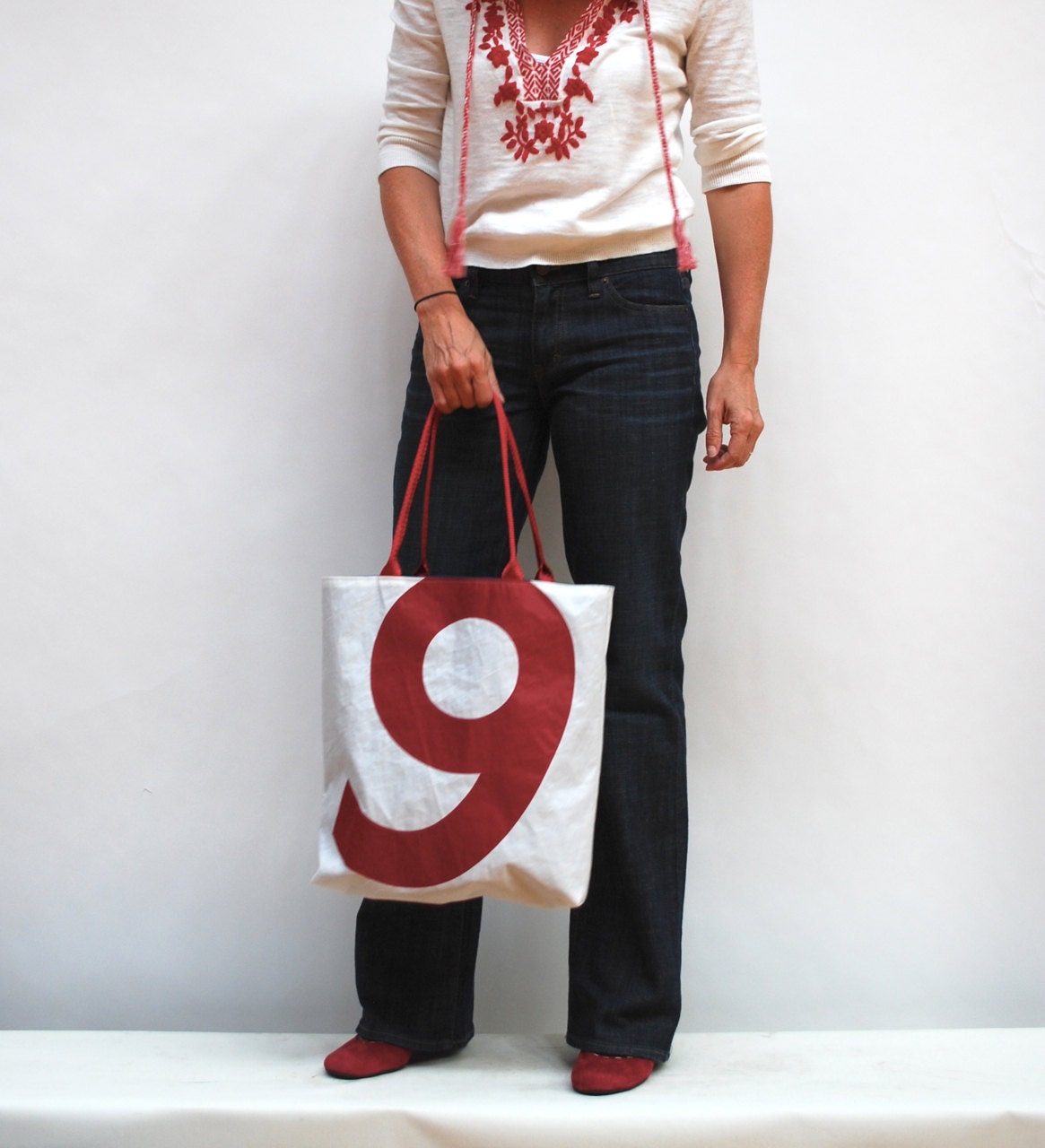 Recycled Sail Cloth Bag - Red Number 9