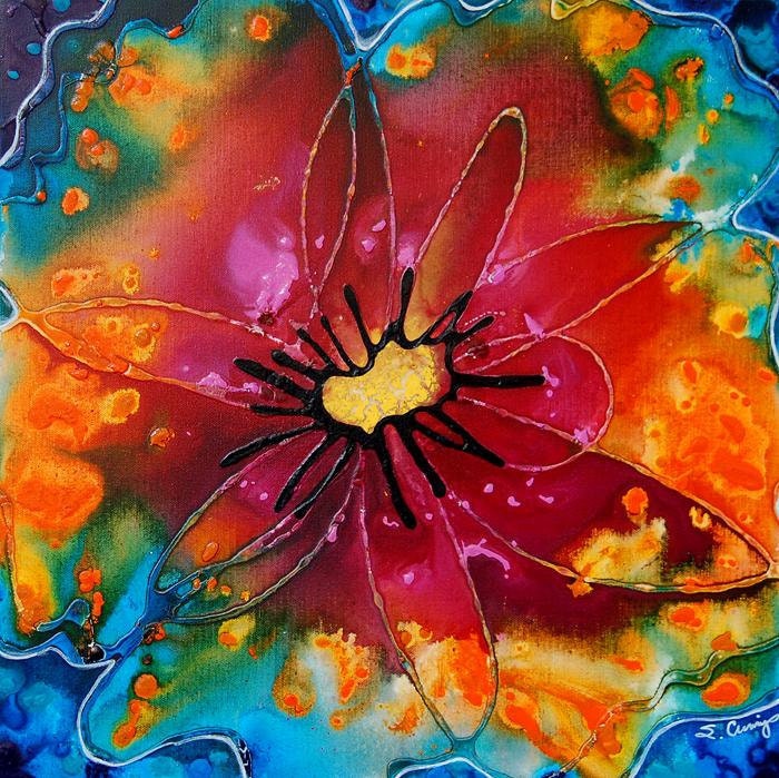 Buy Art Colorful Painting Abstract Flower Art Floral Tie Die Pink Red Orange Yellow Blue Canvas Summer -  Summer Queen