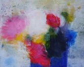 Expressionist Flower Painting affordable art contemporary fine art progressive intuitive raw art brut 10x8"