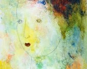 Acrylic Painting Female Portrait RESOLVE affordable art outsider contemporary fine art progressive intuitive modern 8.5x8"