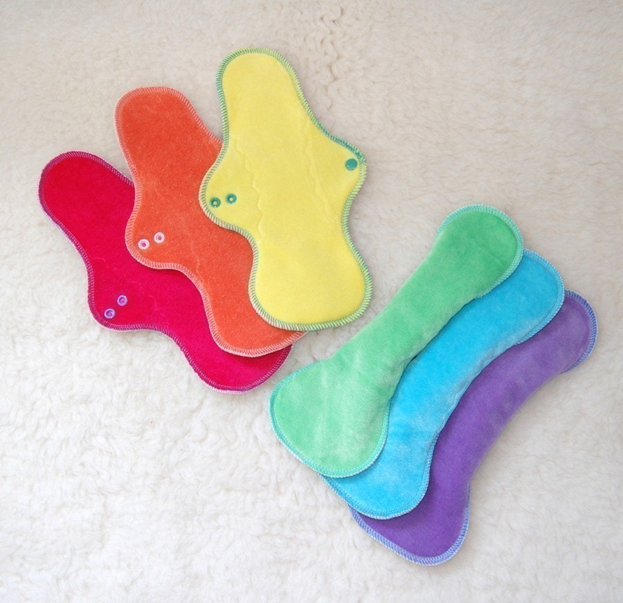 Organic Wool-Backed Moonbow Cloth Pads (mixed topping prism pack of 6, large / 12-inch)