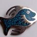 SJK VINTAGE -- Mexican Sterling Fish Brooch with Turquoise Chips (1970's)