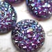 4 vintage sugar stones glass amethyst iridescent AB bumpy West German 14mm 60ss rhinestones round lot of 4