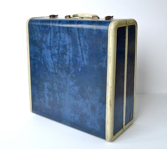 1950s Navy Blue Marbled Samsonite Suitcase