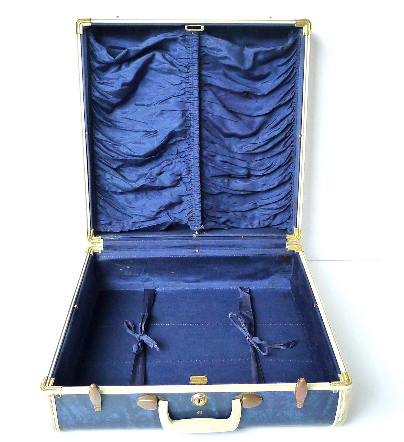 1950s Navy Blue Marbled Samsonite Suitcase