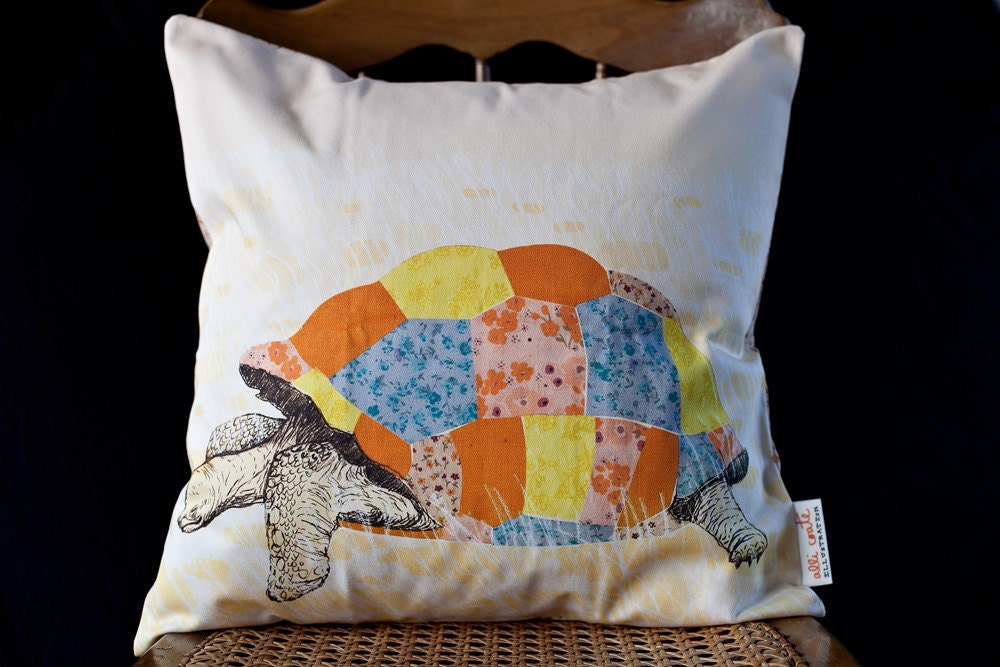 Patchwork Turtle Pillow Cover