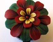 Red Flower Scissor Keeper ID Badge Reel