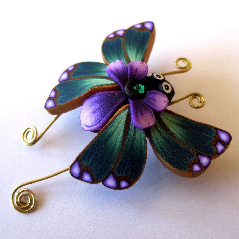 Teal Butterfly Bug Pin/Brooch
