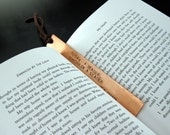 Copper bookmark.. today a reader, tomorrow a leader - handcut, handstamped quote