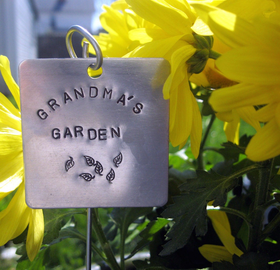 Extra Large hand stamped garden / herb marker .. 2" square