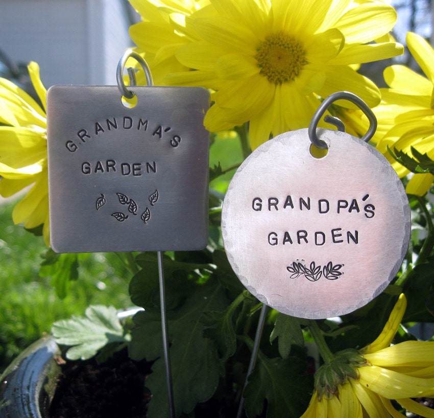 Extra Large hand stamped garden / herb marker .. 2" square