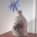 Felted Oatmeal Vase with needle felted floral design and Blue Aster Flower