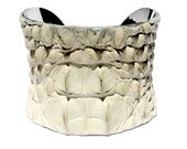 White Crocodile Medallion Silver Cuff