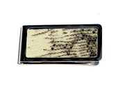 Black and White Lizard Leather Money Clip