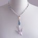 RESERVED - Vintage Sparrow Necklace with Japanese Saltwater Keishi Pearls, London Blue Topaz, Pink Sapphire, and Pyrite