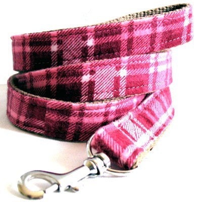 Eco Dog Leash - Recycled Pink Plaid