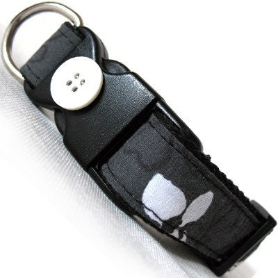 Eco Dog Collar - Recycled Black White Poppy Cotton