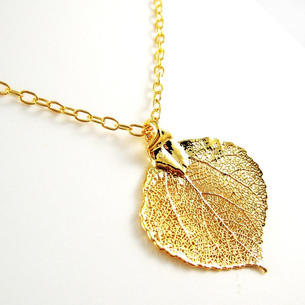 SALE --- Gold Aspen Leaf Necklace - Small