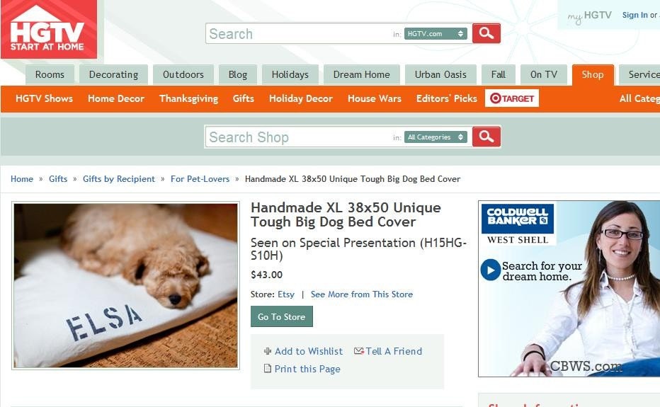 XL 38x50 Dog Bed Duvet Cover featured on HGTV : Choose from MANY canvas colors - Use four standard sleeping pillows as stuffing