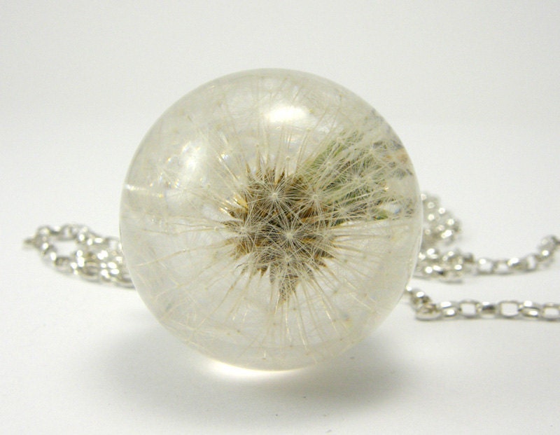Dandelion Pendant, resin pendant, floral pendant, resin necklace