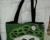 Half Price Sale Carpet Bag in Green and Black